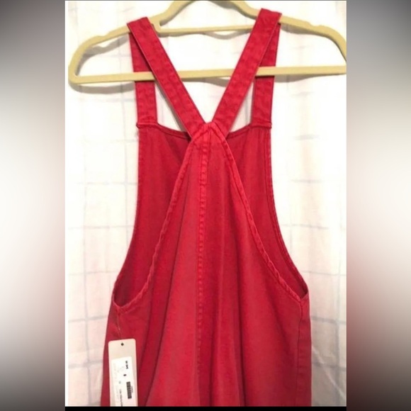 NWT Red Button Up Overall Dress - Picture 3 of 3